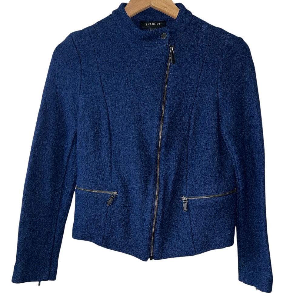 Talbots Scandi Minimal Wool Blend Moto Jacket Women’s Size 2 Host Pick